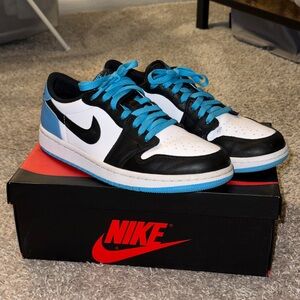 Women's Air Jordan 1 Retro Low OG White/DK Powder Blue-Black